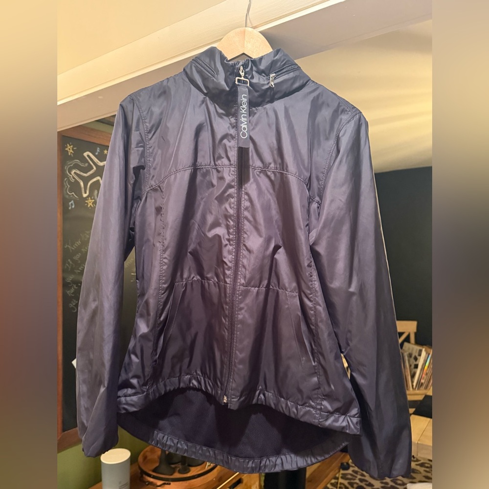 Calvin Klein High Low Black Windbreaker.